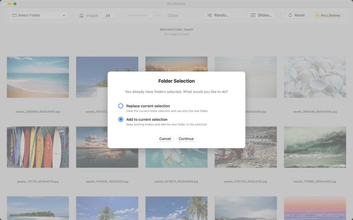 Folder selection